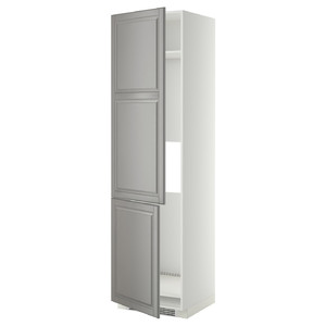 METOD High cab f fridge/freezer w 2 doors, white, Bodbyn grey, 60x60x220 cm