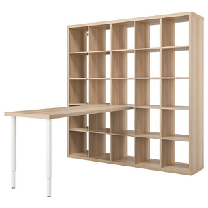 KALLAX / LAGKAPTEN Desk combination, white/white stained oak effect, 182x179x182 cm