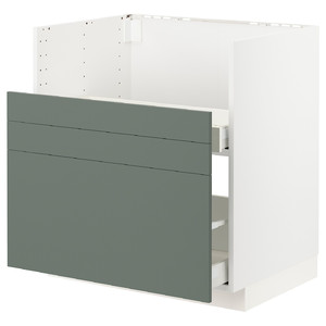 METOD / MAXIMERA Bc f BREDSJÖN sink/2 fronts/2 drws, white, Bodarp grey-green, 80x60 cm