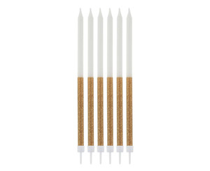 Candles 14.5X0.6cm 16pcs, glitter gold