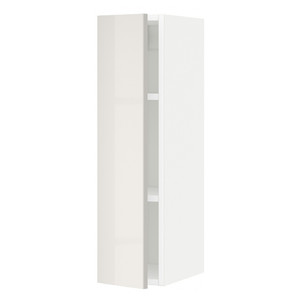 METOD Wall cabinet with shelves, white/Ringhult light grey, 20x80 cm