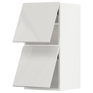 METOD Wall cabinet horizontal w 2 doors, white/Ringhult light grey, 40x80 cm