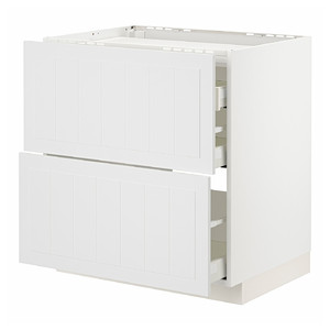 METOD / MAXIMERA Base cab f hob/2 fronts/3 drawers, white/Stensund white, 80x60 cm