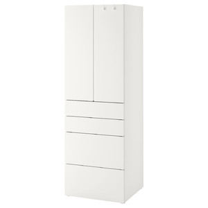 SMÅSTAD / PLATSA Wardrobe, white white/with 4 drawers, 60x57x181 cm