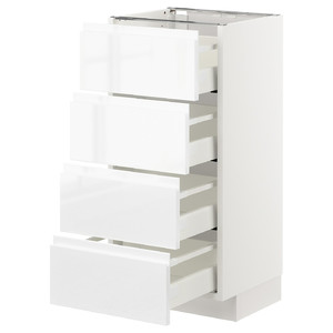 METOD / MAXIMERA Base cab 4 frnts/4 drawers, white/Voxtorp high-gloss/white, 40x37 cm