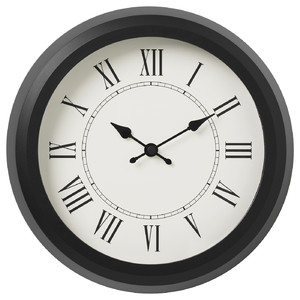 NUFFRA Wall clock, low-voltage/black, 25 cm