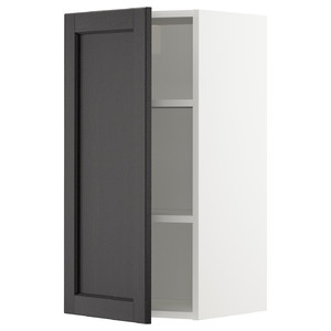 METOD Wall cabinet with shelves, white/Lerhyttan black stained, 40x80 cm
