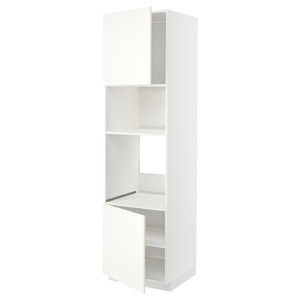 METOD Hi cb f oven/micro w 2 drs/shelves, white/Vallstena white, 60x60x220 cm