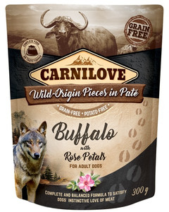 Carnilove Dog Buffalo & Rose Petals Wild-Origin Pieces in Pate 300g