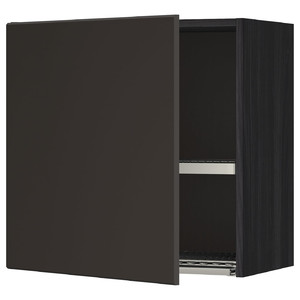 METOD Wall cabinet with dish drainer, black/Kungsbacka anthracite, 60x60 cm