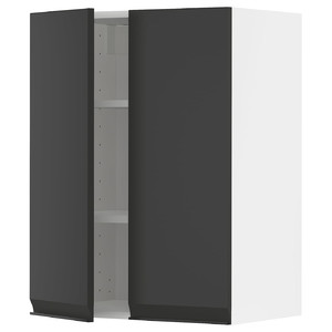 METOD Wall cabinet with shelves/2 doors, white/Upplöv matt anthracite, 60x80 cm