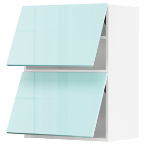 METOD Wall cabinet horizontal w 2 doors, white Järsta/high-gloss light turquoise, 60x80 cm