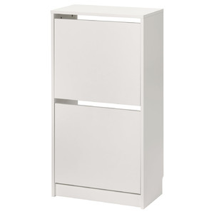BISSA Shoe cabinet with 2 compartments, white, 49x28x93 cm