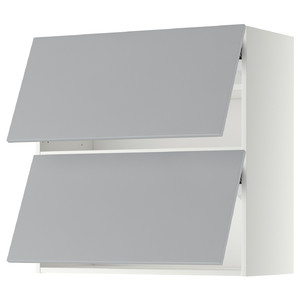 METOD Wall cabinet horizontal w 2 doors, white/Veddinge grey, 80x80 cm