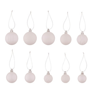 Christmas Baubles 20pcs, plastic, white