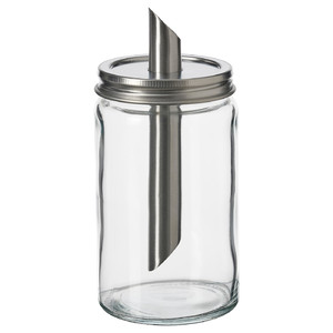 CITRONHAJ Sugar shaker, clear glass/stainless steel, 15 cm