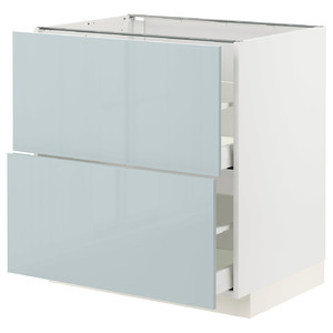 METOD / MAXIMERA Base cb 2 fronts/2 high drawers, white/Kallarp light grey-blue, 80x60 cm