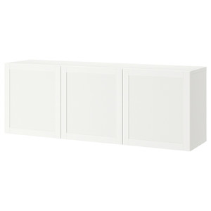 BESTÅ Wall-mounted cabinet combination, white/Hanviken white, 180x42x64 cm