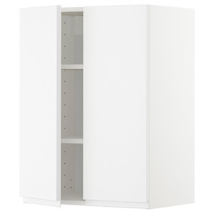 METOD Wall cabinet with shelves/2 doors, white/Voxtorp matt white, 60x80 cm