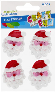 Craft Christmas Decoration Felt Stickers Santa 4pcs