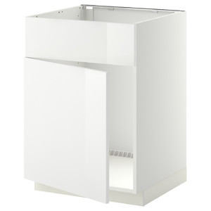METOD Base cabinet f sink w door/front, white/Ringhult white, 60x60 cm