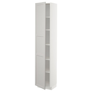 METOD High cabinet with shelves, white/Lerhyttan light grey, 40x37x200 cm