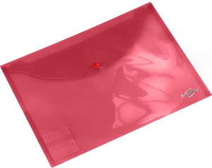Case Envelope Plastic Wallet File with Button A4, PP, red, 12pcs