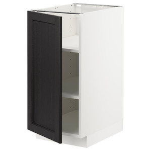 METOD Base cabinet with shelves, white/Lerhyttan black stained, 40x60 cm