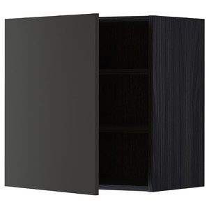 METOD Wall cabinet with shelves, black/Nickebo matt anthracite, 60x60 cm