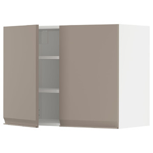 METOD Wall cabinet with shelves/2 doors, white/Upplöv matt dark beige, 80x60 cm