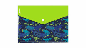 Case Envelope Plastic Wallet File with Button A45 PP, dinosaurs