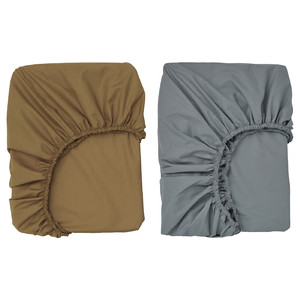GULDVÄVARE Fitted sheet for cot, dark yellow/blue, 60x120 cm, 2 pack