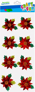 Christmas 3D Decorative Stickers Poinsettia 8pcs