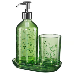 GROSSJÖN 3-piece bathroom set, green