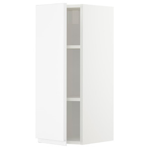 METOD Wall cabinet with shelves, white/Voxtorp matt white, 30x80 cm