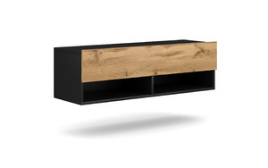 Wall-mounted TV Cabinet Derby 100, black/wotan oak