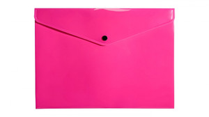 Document Envelope Pocket Wallet File with Button PP A4, neon pink