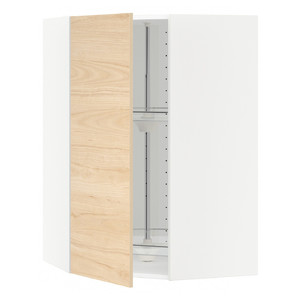 METOD Corner wall cabinet with carousel, white/Askersund light ash effect, 67.5x67.5x100 cm