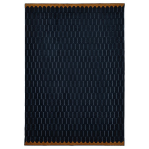NÖVLING Rug, low pile, dark blue/yellow-brown, 128x195 cm