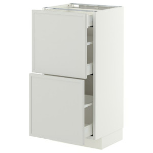 METOD/MAXIMERA Base cab with 2 fronts/3 drawers, white/Aspudden light grey, 40x37 cm
