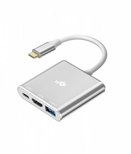 TB Adapter 3in1 USB-C, HDMI, USB, PD, silver