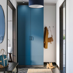 PAX / FYRUDDEN Wardrobe combination, dark grey/blue, 100x60x236 cm