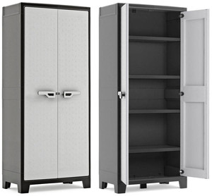 Outdoor/Workshop High Cabinet, Multi-use, XL tall, black-grey