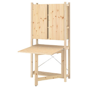 IVAR 1 sec/storage unit w foldable table, pine, 89x30x179 cm