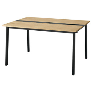 MITTZON Conference table, oak veneer/black, 140x108x75 cm