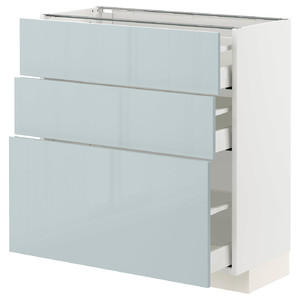 METOD / MAXIMERA Base cabinet with 3 drawers, white/Kallarp light grey-blue, 80x37 cm