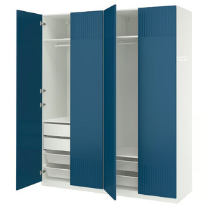 PAX / FYRUDDEN Wardrobe combination, white/white, 200x60x236 cm