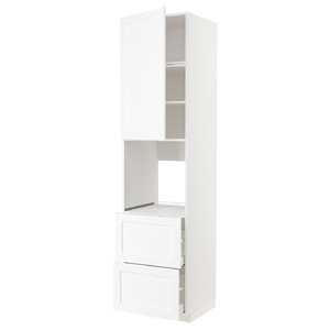 METOD / MAXIMERA High cabinet f oven+door/2 drawers, white Enköping/white wood effect, 60x60x240 cm