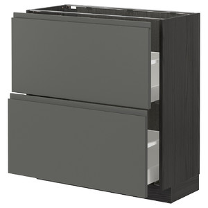 METOD / MAXIMERA Base cabinet with 2 drawers, black/Voxtorp dark grey, 80x37 cm