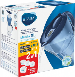Brita Water Filter Jug 3.5l Marella XL with 4 Maxtra and Pure Performance Cartridges, blue
